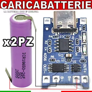 2X PZ CARICABATTERIE Litio LI-ION MODULO TP4056 USB-C 5V 1A 2Pezzi - Foto 1 di 3