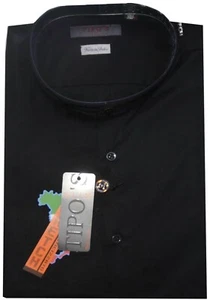CAMICIA UOMO manica lunga slim M L XL XXL XXXL cotone strech TIPO'S nero coreana - Foto 1 di 1