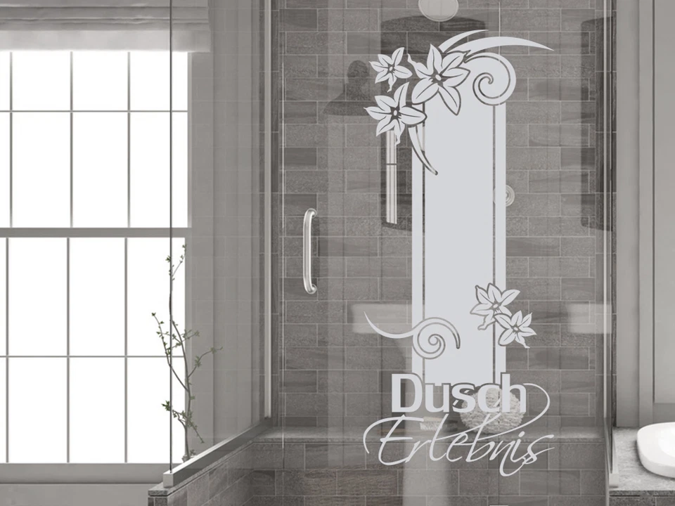 Glasdekor Fensterfolie Duschkabine für Badezimmer Dusch Erlebnis Spruch - Bild 1 von 1