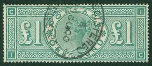 SG 212 1£ grün. Sehr schön gebraucht mit einem eingetragenen Oval. Gute Farbe & gut... - Bild 1 von 2