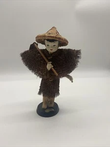 VTG Japanese doll w/ coconut husk clothes made in Taiwan award free China - Picture 1 of 4