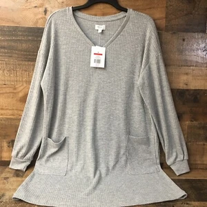 NWT Women Boho Top Medium Waffle Knit Oversized Sweater Lagenlook Coastal NWT - Picture 1 of 7
