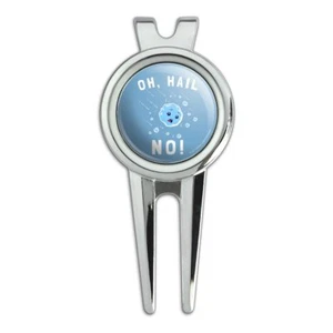 Oh Hail No Hell Funny Humor Golf Divot Repair Tool and Ball Marker - Picture 1 of 5