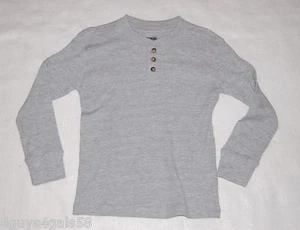 Boys L/S Henley Tee Shirt HEATHER GRAY Medium Weight WAFFLE FABRIC XS 4-5 - Picture 1 of 1