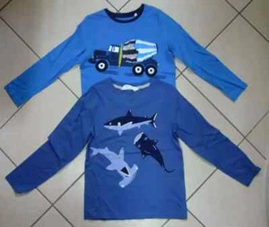 2 H&M C&A Shirt Langarm Winter 128 Junge Hai Betonmischer Winter - Bild 1 von 6