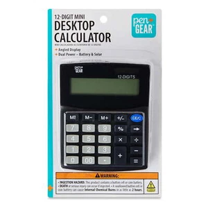 12-Digit Mini Desktop Calculator, Black - Picture 1 of 3