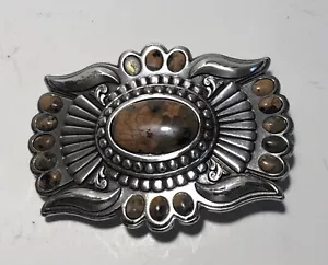 VINTAGE WESTERN AGATE STONE COWBOY COWGIRL BELT BUCKLE - Picture 1 of 6