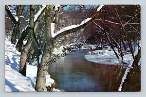 Postcard Winter Scene Rocky Creek Wisconsin Photo Thomas Peters Lake - Picture 1 of 2