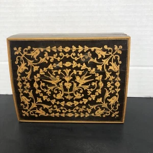 JOYERO BARATIJA MADERA CON INCRUSTACIONES ITALIA VINTAGE 7"x5"x2" - Imagen 1 de 11