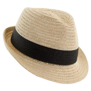LS185 Ladies Scala Natural Paper Braid Fedora Hat One Size with a Black Band
