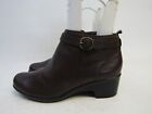 Clarks Womens Size 10 M Brown Leather Zip Buckle Fashion Ankle Boots Booties