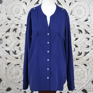 Chico’s Purple Long Sleeve Button Up Shirt 4 Modal Blend Utility Style Epaulets - Picture 1 of 7