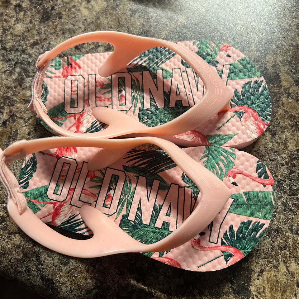 Chanclas tropicales antiguas azul marino para niñas pequeñas talla 6 con correa trasera Foto 1 de 4