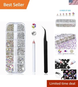 Kit de diamantes de imitación para arte en uñas 2400 piezas con organizador - 6 tamaños para diseños creativos - Imagen 1 de 8
