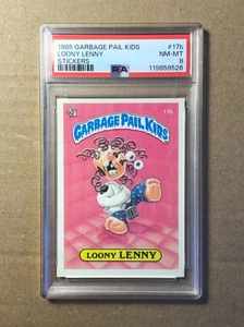 Garbage Pail Kids 1985, Loony Lenny, #17b, brillante, clasificación PSA 8 casi nuevo-como nuevo - Imagen 1 de 2