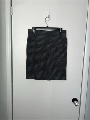 Falda lápiz para mujer Ellen Tracy pull-on elástica patrón abstracto negra y gris Foto 1 de 4