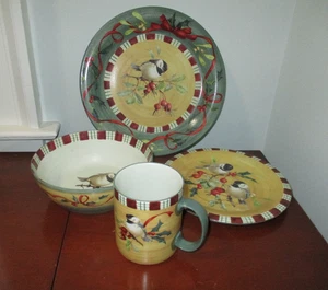 Lenox 4 Stk. Gedeck, Wintergrüße Alltag "Chickadee" Schale, Becher, Teller - Bild 1 von 7