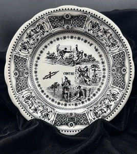 GIEN France Rebus Picture Puzzle Plate #4 Black & White 7 3/4" - Picture 1 of 4