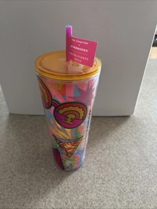 Starbucks + Tim Singleton Peace Rainbow Pride Cold Cup Tumbler 24 oz - Picture 1 of 1