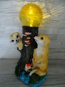 Solarleuchte-Erdmännchen a. Baumstamm mit Solar Kugel-ca. 24 cm-Deko-Solarlampe - Bild 1 von 12