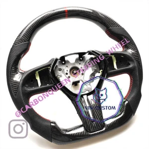 CARBON FIBER Steering Wheel FOR INFINITI q50q60QX50QX55 RED RING/STITCHING - Picture 1 of 4