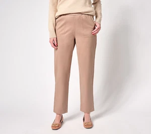 NEW Denim & Co. 2XP EasyWear Twill Straight Leg Pant Pockets Taupe QVC 2562 - Picture 1 of 6