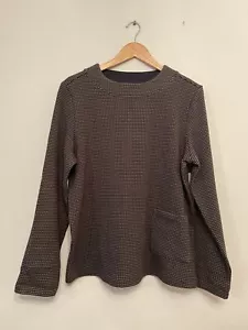 Seasalt Woodlark Top Size UK 14 Brown Striped Sweatshirt Pocket 100% Cotton - Imagen 1 de 7
