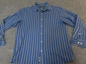 Saddlebred Mens Shirt Medium blue striped Easy Care - Picture 1 of 10