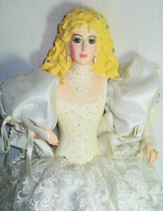Vintage Princess BRIDE Cinderella DOLL Corset Lace Pearl Earrings LARGE 20 inch