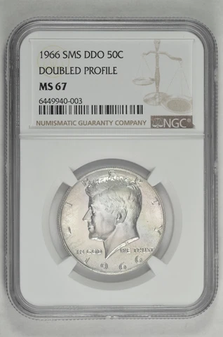 1966 50C SMS DDO Kennedy Half Dollar NGC MS 67 Doubled Profile Cover
