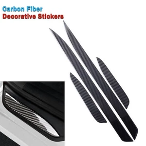 Real Carbon Fiber Door Sill Plate Guard Cover Set Fits BMW 3 Series E90 2005-12 - Picture 1 of 7