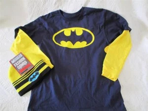NWT Batman Long Sleeved Layer Shirt Beanie Hat Combo Boys Size XL 18 - Picture 1 of 5