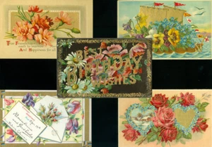 5 GREETING POSTCARDS - FLOWERS - Picture 1 of 1