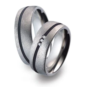 Titanfactory Titan Trauringe 51923 3 Brillanten ges. 0.03 ct. Keramik schwarz - Bild 1 von 3