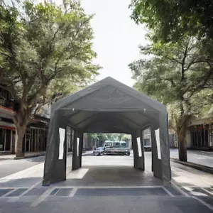 Outdoor Grey Carport 10\'x20\' Heavy Duty Canopy Shed Portable Garage Party grey - Picture 1 of 10