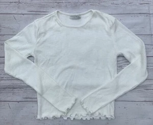 Popular 21 Girls Youth Sz Large White Long Sleeves Knit Rib Top - Picture 1 of 3