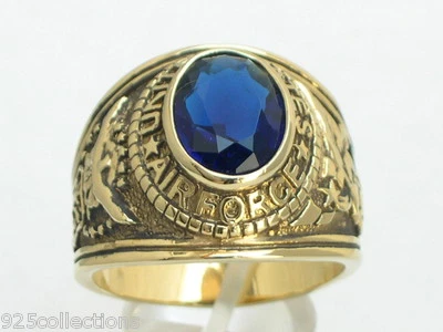 Anillo de acero inoxidable para hombre Montana azul militar de la Fuerza Aérea de los Estados Unidos talla 8-14 Foto 1 de 4