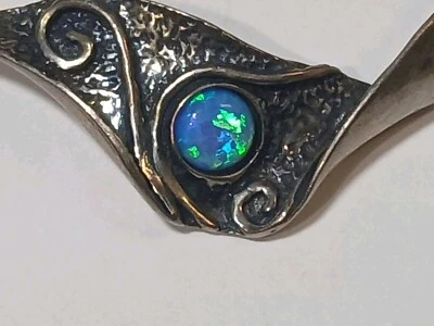 Blue Fire Opal Sterling Silver 925 Necklace 18" - Image 1 of 4