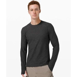 Lululemon Surge Warm Long Sleeve Heathered Graphite Grey Black pullover SIZE L - Picture 1 of 8