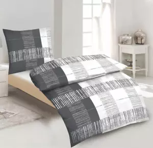 4tlg BETTWÄSCHE Set 135x200 Baumwolle Seersucker Bügelfrei Streifen - Bild 1 von 3