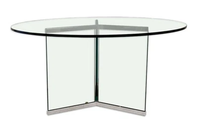 Irving I.M. & Leon Rosen 1970s Glass & Chrome Delta Table For Pace Collection - Image 1 of 4