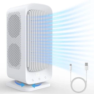 Small Tower Fan, 45° / 90° Oscillating Fan with 5 Speeds, 1-8H Timer, Dual Ai... - Picture 1 of 7