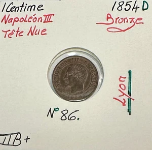 1 CENTIME NAPOLEON III - 1854D - Pièce de monnaie en Bronze // TTB - Picture 1 of 2