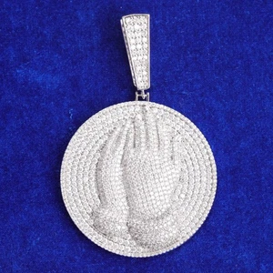 Collana con ciondolo a mano gioco hip hop completa di zirconi 5A gioielli placcati oro vero - Foto 1 di 19