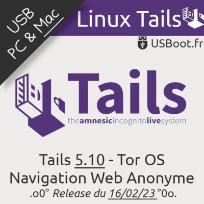 CLÉ USB LINUX TAILS 5.10 - 16-02-23 TOR OS NAVIGATION WEB ANONYME BOOTABLE LIVE - Photo 1/4