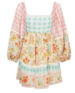 SPELL Women's Tunic Dress Pastel Floral Smocking Long Sleeve 233113N Size L - Picture 1 of 15