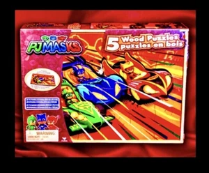 Pj Masks 5 wooden Puzzles + Storage Box with puzzle Tray,pinkfong educational - Picture 1 of 24