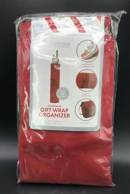 WHITMOR CHRISTMAS GIFT WRAP ORGANIZER BAG RED ZIPPER CLOSURE 8.74 X 40.25 IN - Image 1 of 4