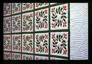 Quilt / Quilting chrome postcard Intercourse, Pennsylvania PA Cherry Wreath - Picture 1 of 2
