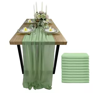10 Pack Chiffon Table Runners 27x120 Inch Sheer Wedding Table Bridal Topper - Picture 1 of 7